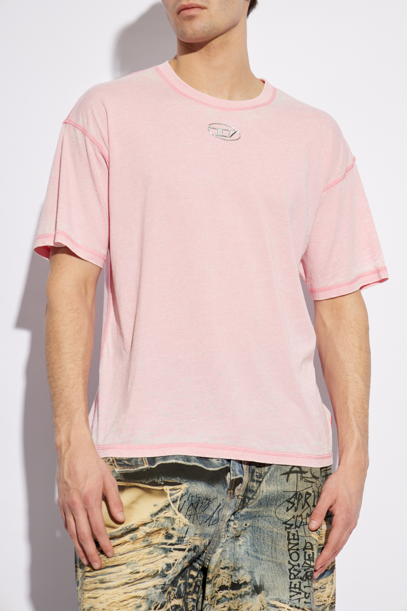 Tシャツ・カットソー DIESEL T-BOXT-PAK T-SHIRT WITH CHROME EFFECT LOGO DIESEL - 